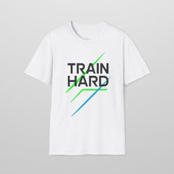 Train Hard Unisex Softstyle T-Shirt, Workout Tee, Fitness Apparel, Gym Shirt, Motivational Gift, Sportswear
